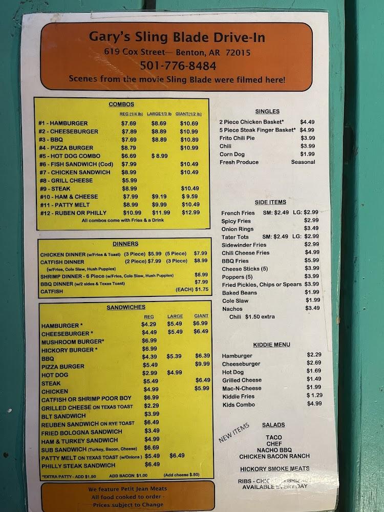 Garry's Slingblade Drive In Menu image 3